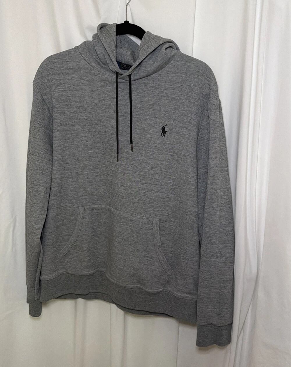 Polo Ralph Lauren Men's Fleece Pullover Hoodie Gray Classic Fit Size L Pony Logo